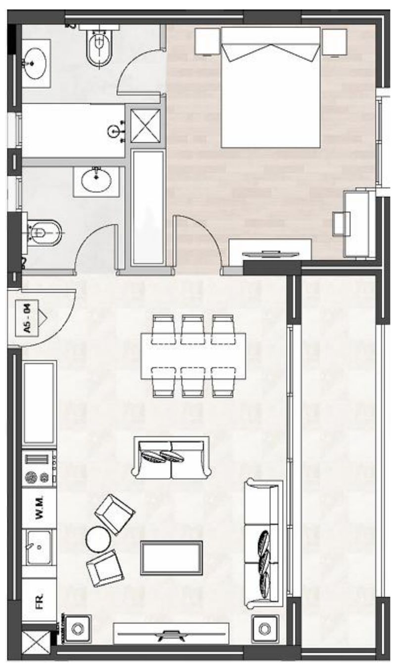 One bedroom floor plan